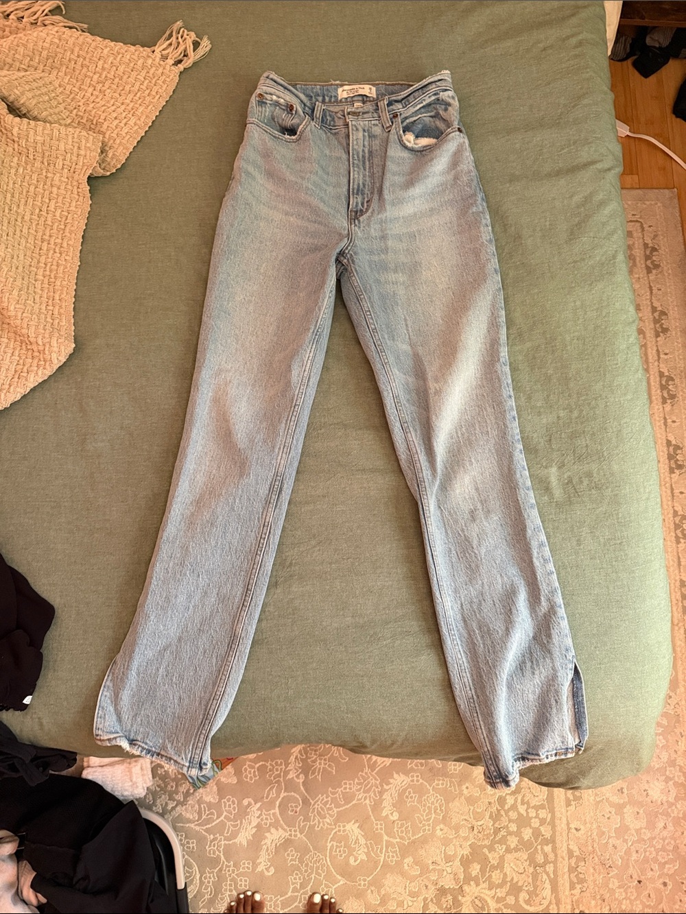 Abercrombie curve love Blue 90s straight ultra high